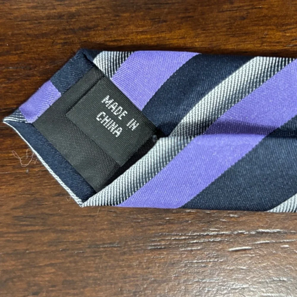 Apt 9‎ Mens Necktie Purple Navy Gray Striped Business Career Tie Vintage Note!